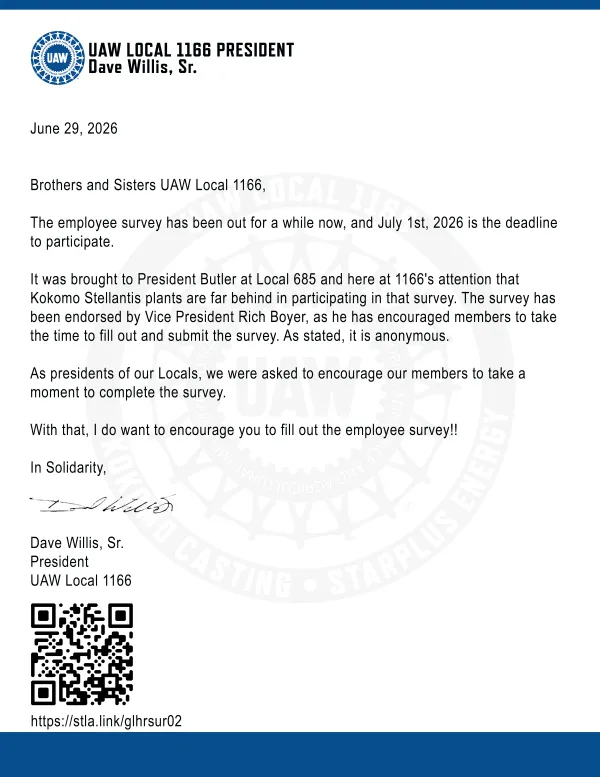 Letter from President Willis Regarding the 2026 Survey
